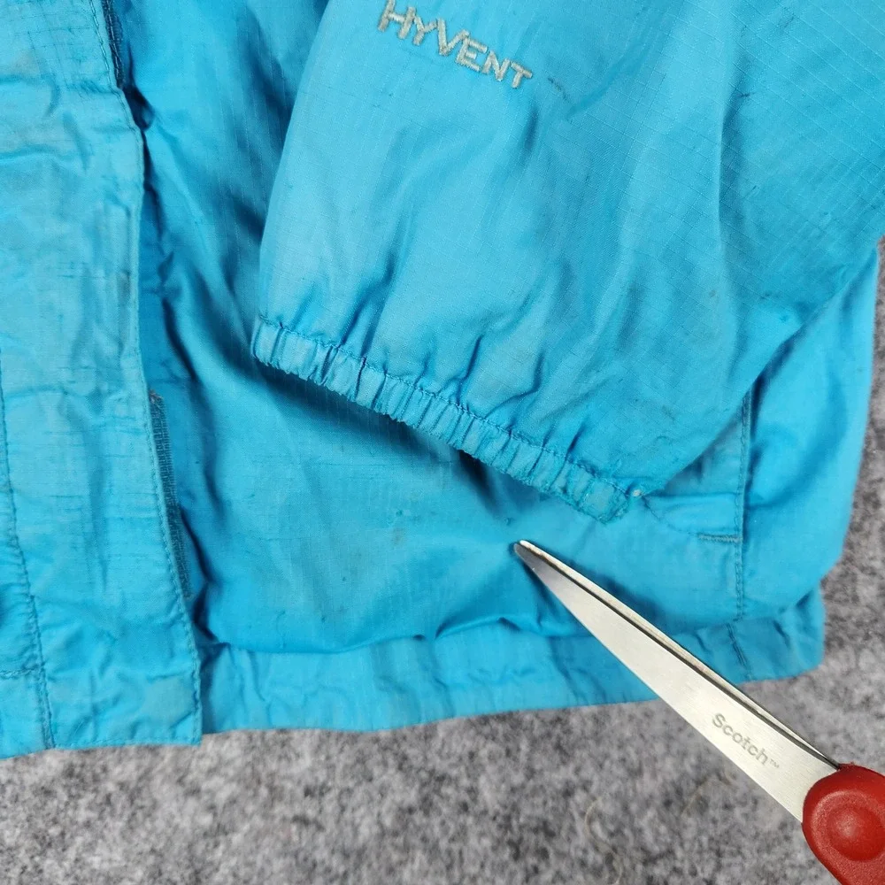 The North Face HyVent Jacket Girls M 10/12 Blue Hooded Rain Shell Hiking Outdoor - Picture 2 of 16